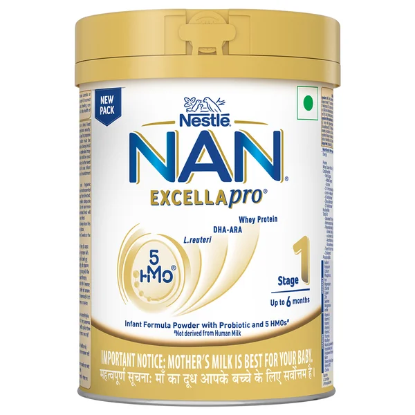 Nestlé NAN EXCELLAPRO Stage 1 Infant Formula Milk Powder with HMOs & Probiotic for Babies (Up To 6 Months), 400 gm Tin With Smartlid
