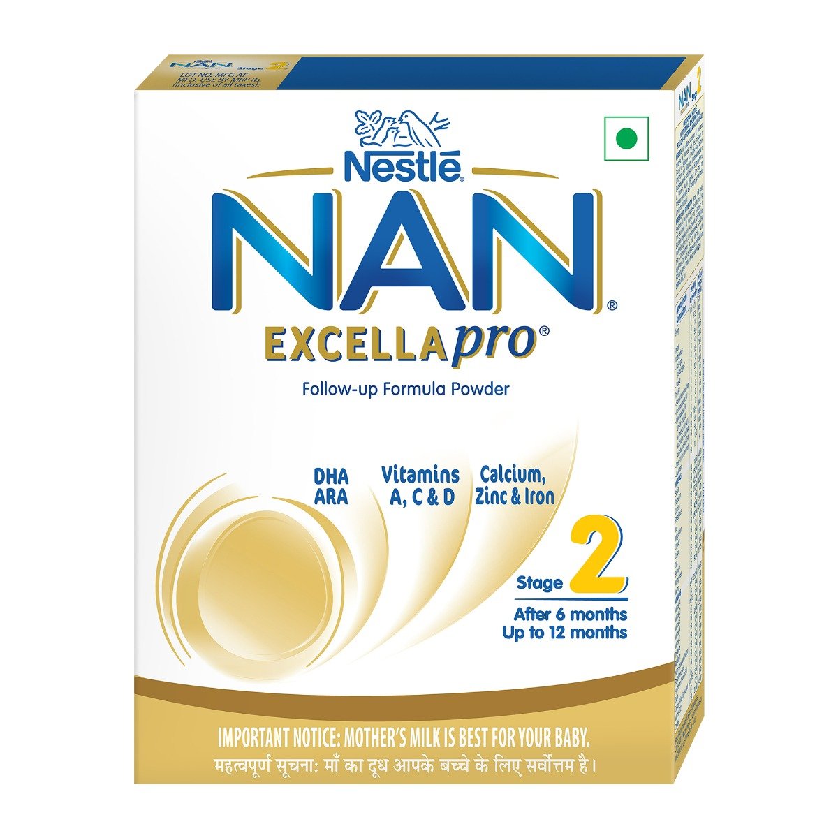 NAN EXCELLAPRO Nan Stage 2 Follow-Up Formula Milk Powder For Babies (After 6 Months), With DHA-ARA, 400 gm Bag-In-Box Pack, Infant, Pack of 1 NAN EXCELLAPRO Nan Stage 2 Follow-Up Formula Milk Powder For Babies (After 6 Months), With DHA-ARA, 400 gm Bag-In-Box Pack, Infant, Pack of 1
