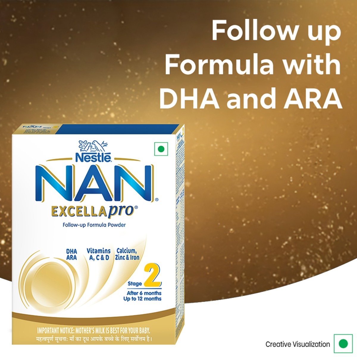 NAN EXCELLAPRO Nan Stage 2 Follow-Up Formula Milk Powder For Babies (After 6 Months), With DHA-ARA, 400 gm Bag-In-Box Pack, Infant, Pack of 1 NAN EXCELLAPRO Nan Stage 2 Follow-Up Formula Milk Powder For Babies (After 6 Months), With DHA-ARA, 400 gm Bag-In-Box Pack, Infant, Pack of 1