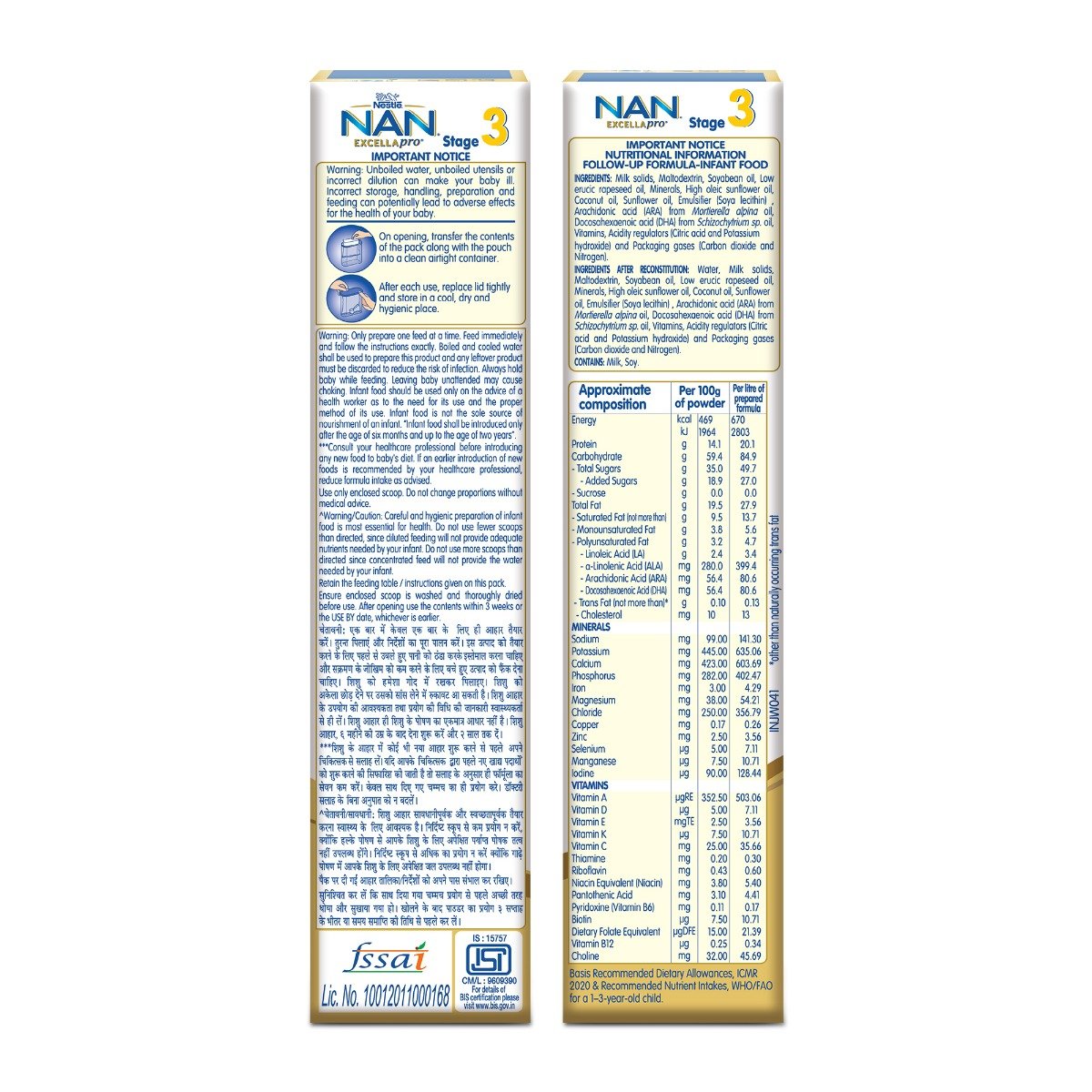 NAN EXCELLAPRO Nan Stage 3 Follow-Up Formula Milk Powder For Babies (After 12 Months), With DHA-ARA, 400 gm Bag-In-Box Pack, Infant, Pack of 1 NAN EXCELLAPRO Nan Stage 3 Follow-Up Formula Milk Powder For Babies (After 12 Months), With DHA-ARA, 400 gm Bag-In-Box Pack, Infant, Pack of 1