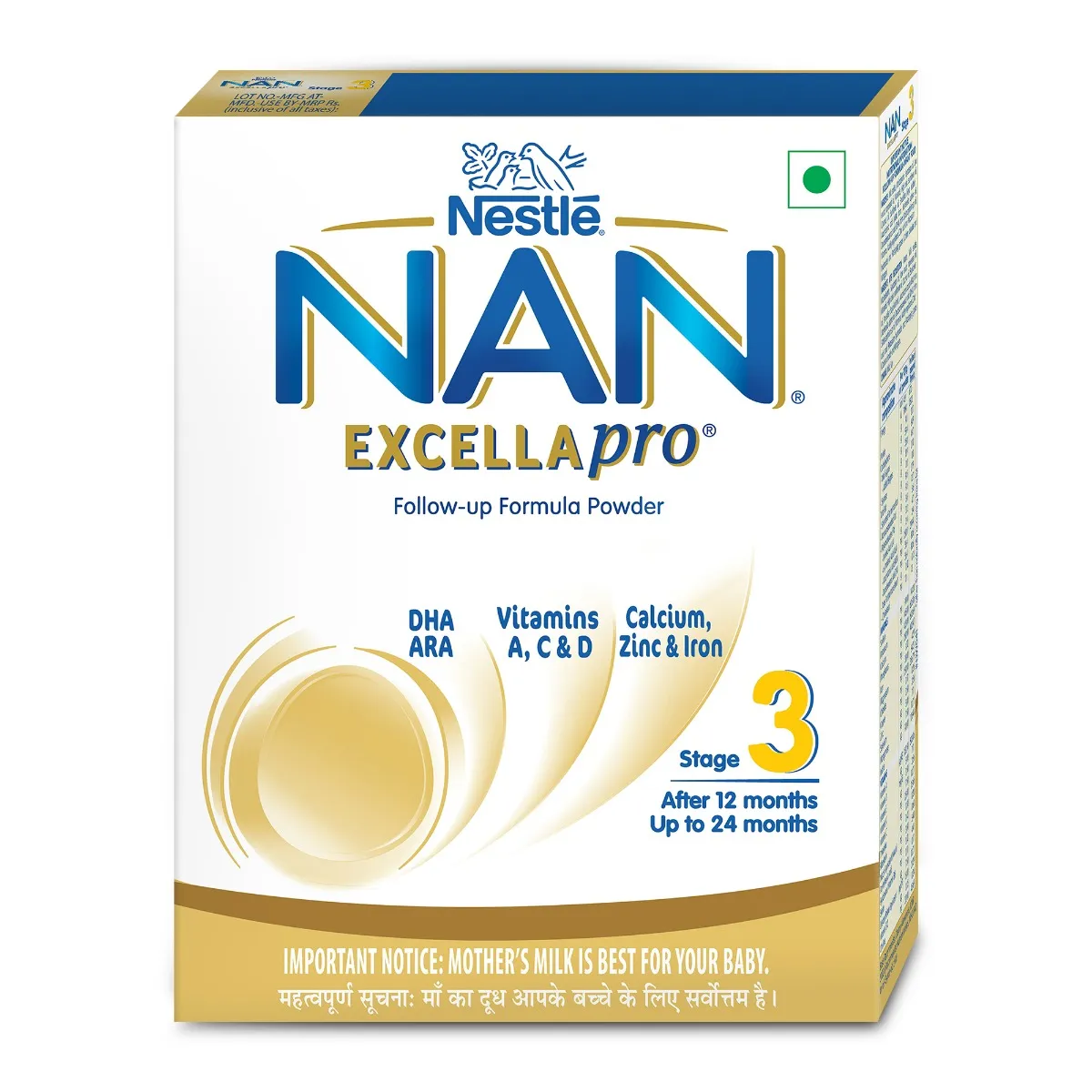 Nestle Nan Excellapro Stage Follow-Up Formula Milk Powder For Babies  (After 12 Months), With Dha-Ara, 400gm Bag-In-Box Pack, Infant