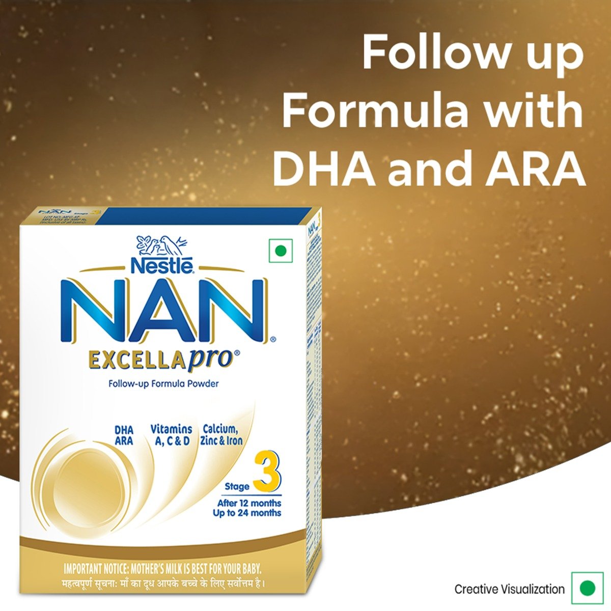 NAN EXCELLAPRO Nan Stage 3 Follow-Up Formula Milk Powder For Babies (After 12 Months), With DHA-ARA, 400 gm Bag-In-Box Pack, Infant, Pack of 1 NAN EXCELLAPRO Nan Stage 3 Follow-Up Formula Milk Powder For Babies (After 12 Months), With DHA-ARA, 400 gm Bag-In-Box Pack, Infant, Pack of 1