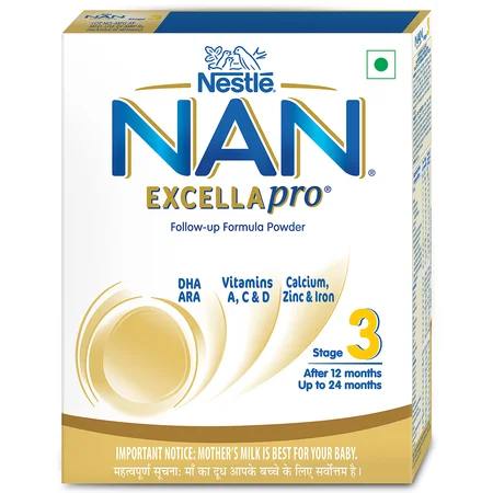 Nestlé NAN EXCELLAPRO Nan Stage 3 Follow-Up Formula Milk Powder For Babies, 12-24 months, With DHA, ARA, 400 gm Pouch in Box