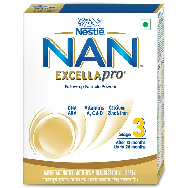 Nestlé NAN EXCELLAPRO Nan Stage 3 Follow-Up Formula Milk Powder For Babies, 12-24 months, With DHA, ARA, 400 gm Pouch in Box