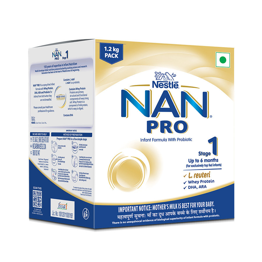 Nestle Nan Pro Stage 1 Infant Formula Milk Powder for Babies (Up to 6 Months) - with Probiotic, 1.2kg Bag-in-Box Pack, Pack of 1 Nestle Nan Pro Stage 1 Infant Formula Milk Powder for Babies (Up to 6 Months) - with Probiotic, 1.2kg Bag-in-Box Pack, Pack of 1