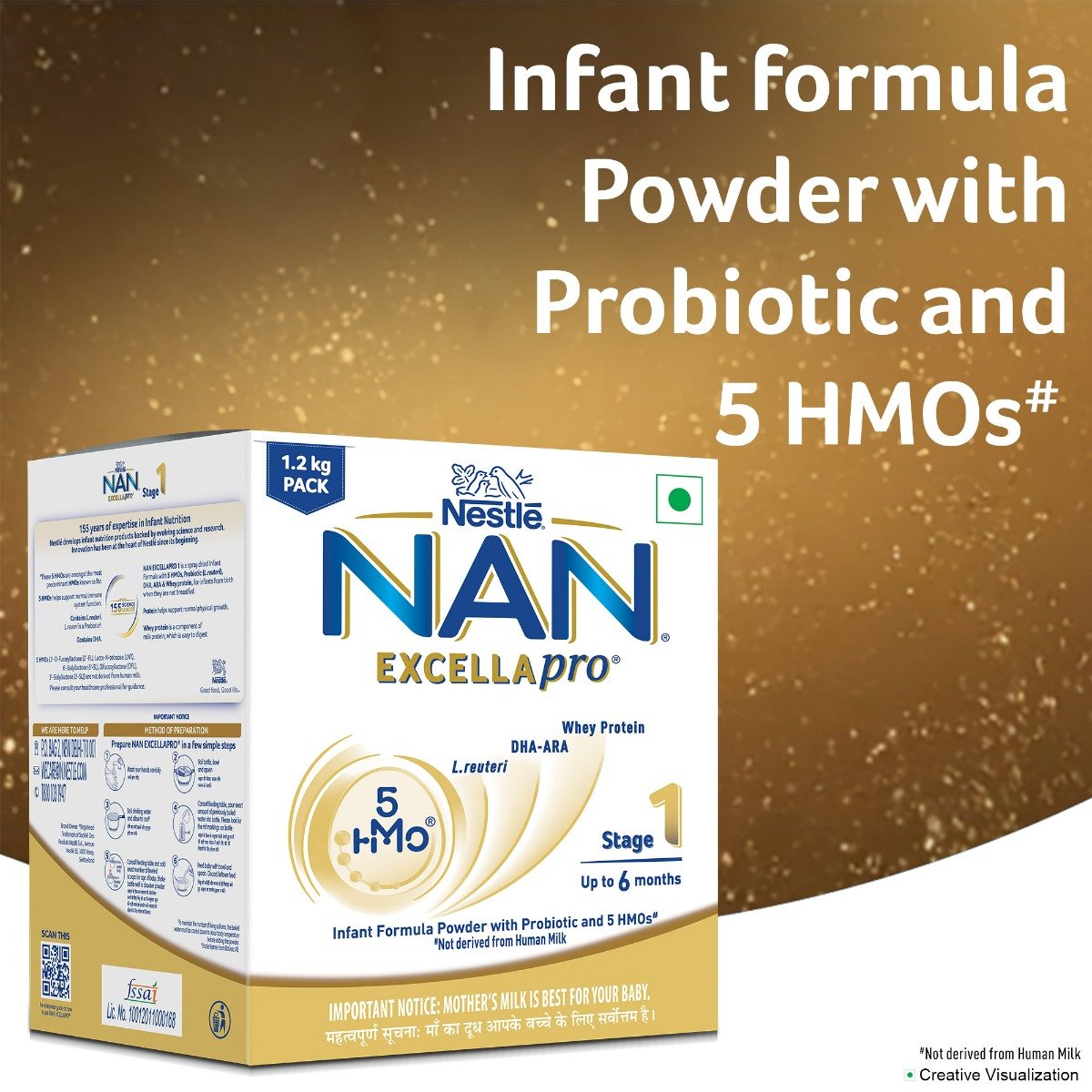 Nestle Nan Excellapro Stage 1, 1.2kg Pack, Infant Formula Milk Powder With HMOs & Probiotic For Babies (Up To 6 Months), 3x400g Box (1.2kg Bag-In-Box), Pack of 1 Nestle Nan Excellapro Stage 1, 1.2kg Pack, Infant Formula Milk Powder With HMOs & Probiotic For Babies (Up To 6 Months), 3x400g Box (1.2kg Bag-In-Box), Pack of 1