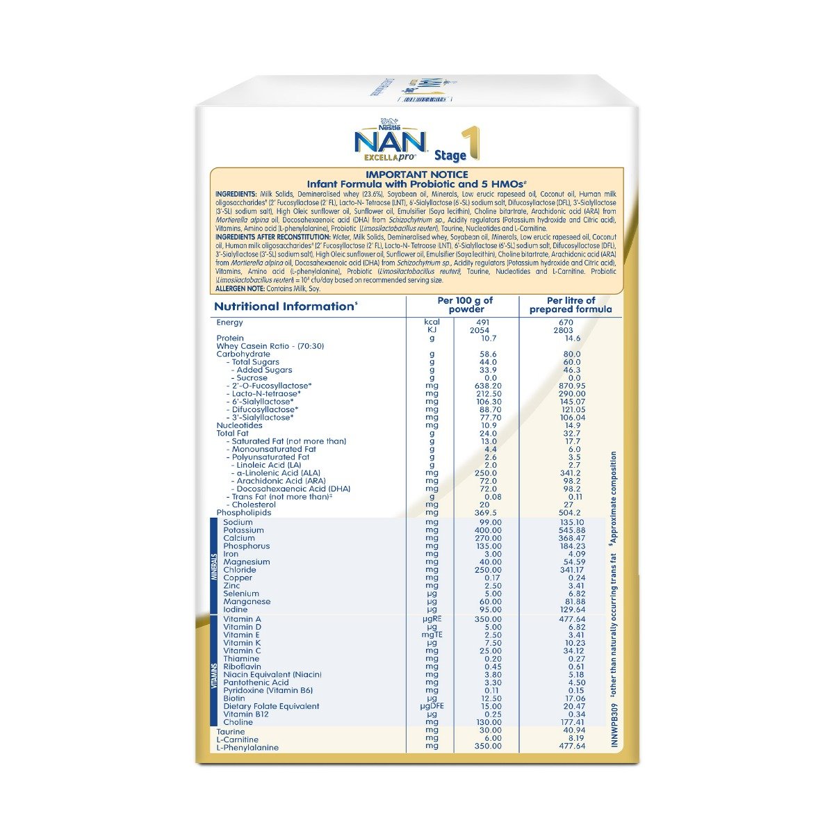 Nestle Nan Excellapro Stage 1, 1.2kg Pack, Infant Formula Milk Powder With HMOs & Probiotic For Babies (Up To 6 Months), 3x400g Box (1.2kg Bag-In-Box), Pack of 1 Nestle Nan Excellapro Stage 1, 1.2kg Pack, Infant Formula Milk Powder With HMOs & Probiotic For Babies (Up To 6 Months), 3x400g Box (1.2kg Bag-In-Box), Pack of 1