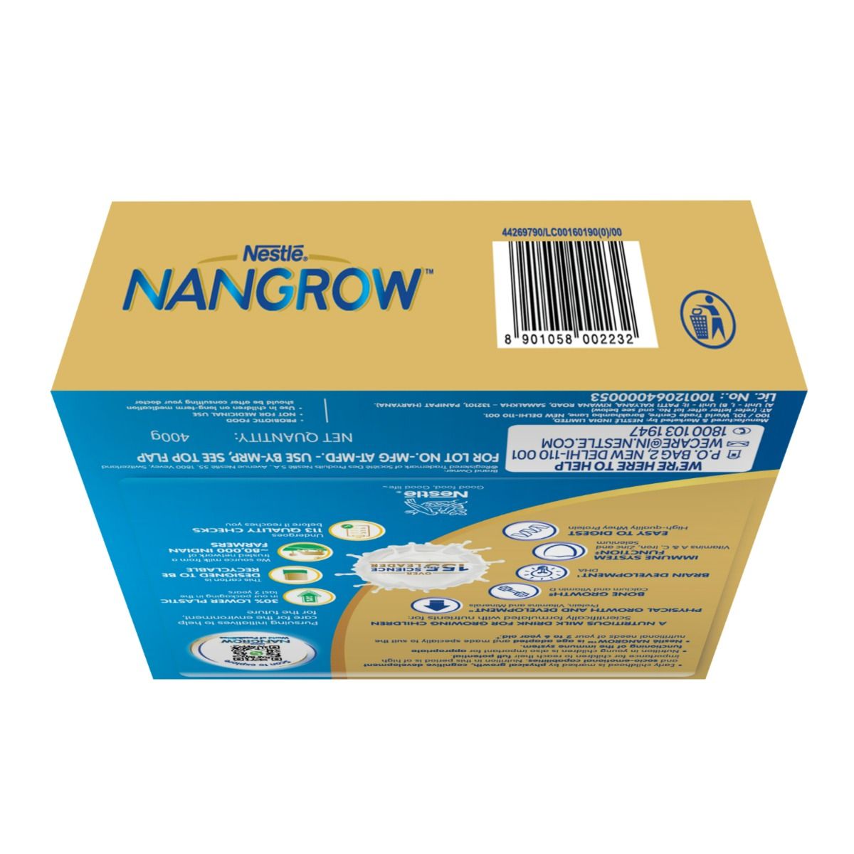 Nestle Nangrow Creamy Vanilla Flavour Nutrition Drink Powder, 400 gm Refill Pack, Pack of 1 