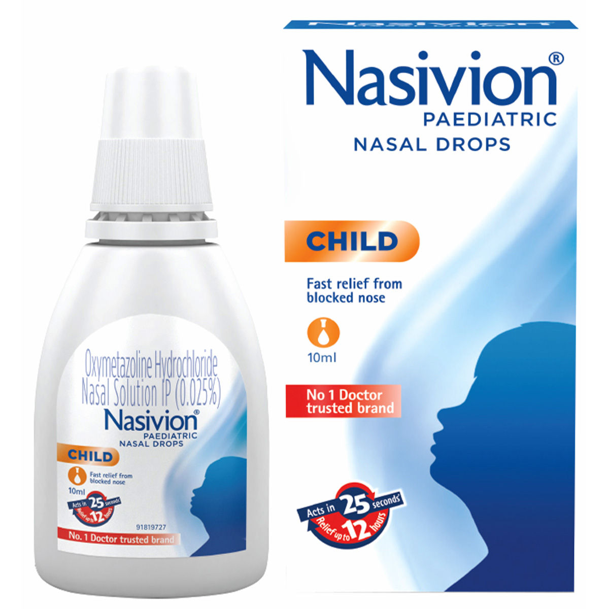 Buy Nasivion 0.025% Paediatric Nasal Drops, 10 ml Online