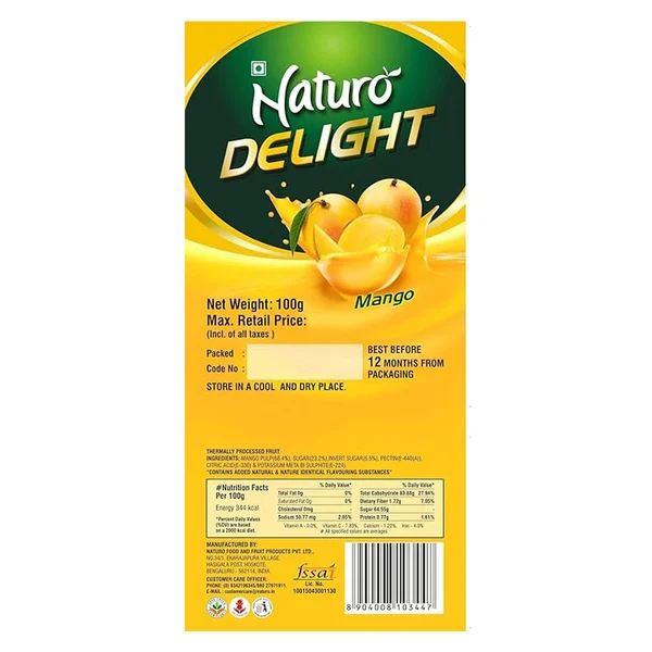 Naturo Mango Delight Chocolate, 100 gm