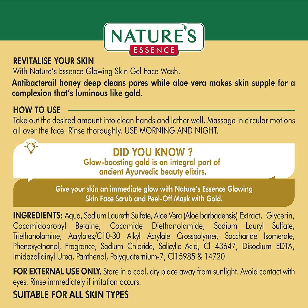 Nature's Essence Gold Glowing Skin Gel Face Wash, 65 ml Price, Uses