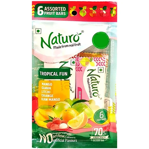 Naturo Assorted Fruit Bars Tropical Fun, 42 gm, Pack of 1