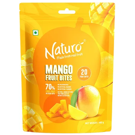 Naturo Mango Fruit Bites Pouch, 140 gm 