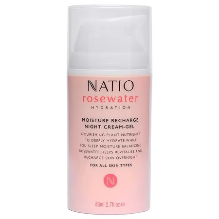 Natio Rosewater Hydration Night Cream Gel, 80 ml
