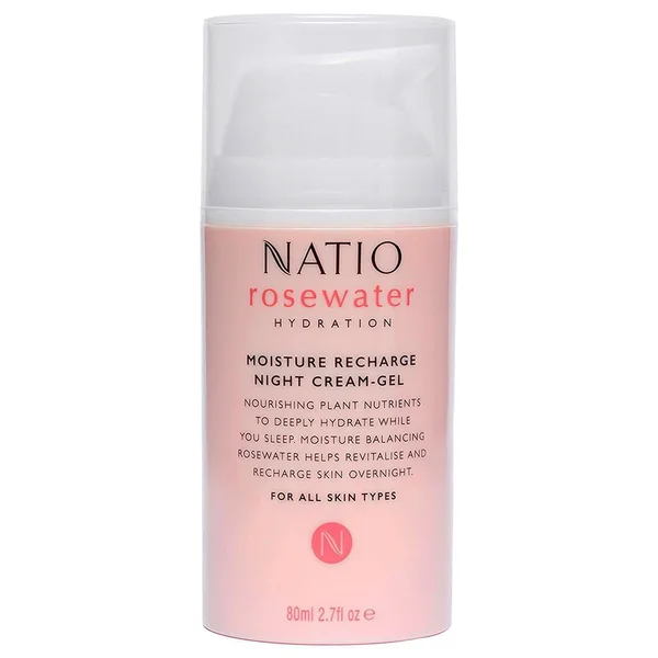 Natio Rosewater Hydration Night Cream Gel, 80 ml