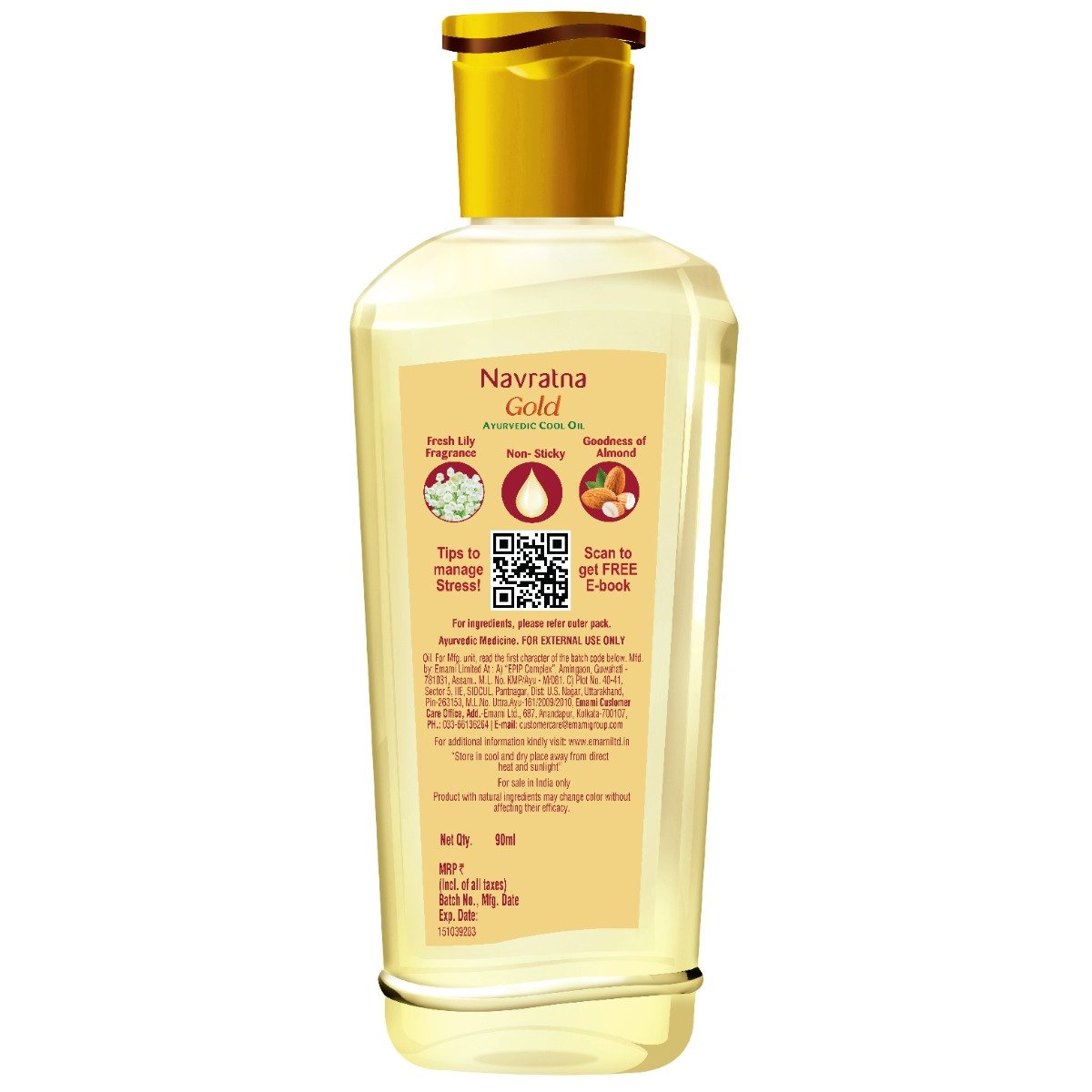 Navratna Gold Almond Cool Ayurvedic Oil, 90 ml, Pack of 1 Navratna Gold Almond Cool Ayurvedic Oil, 90 ml, Pack of 1