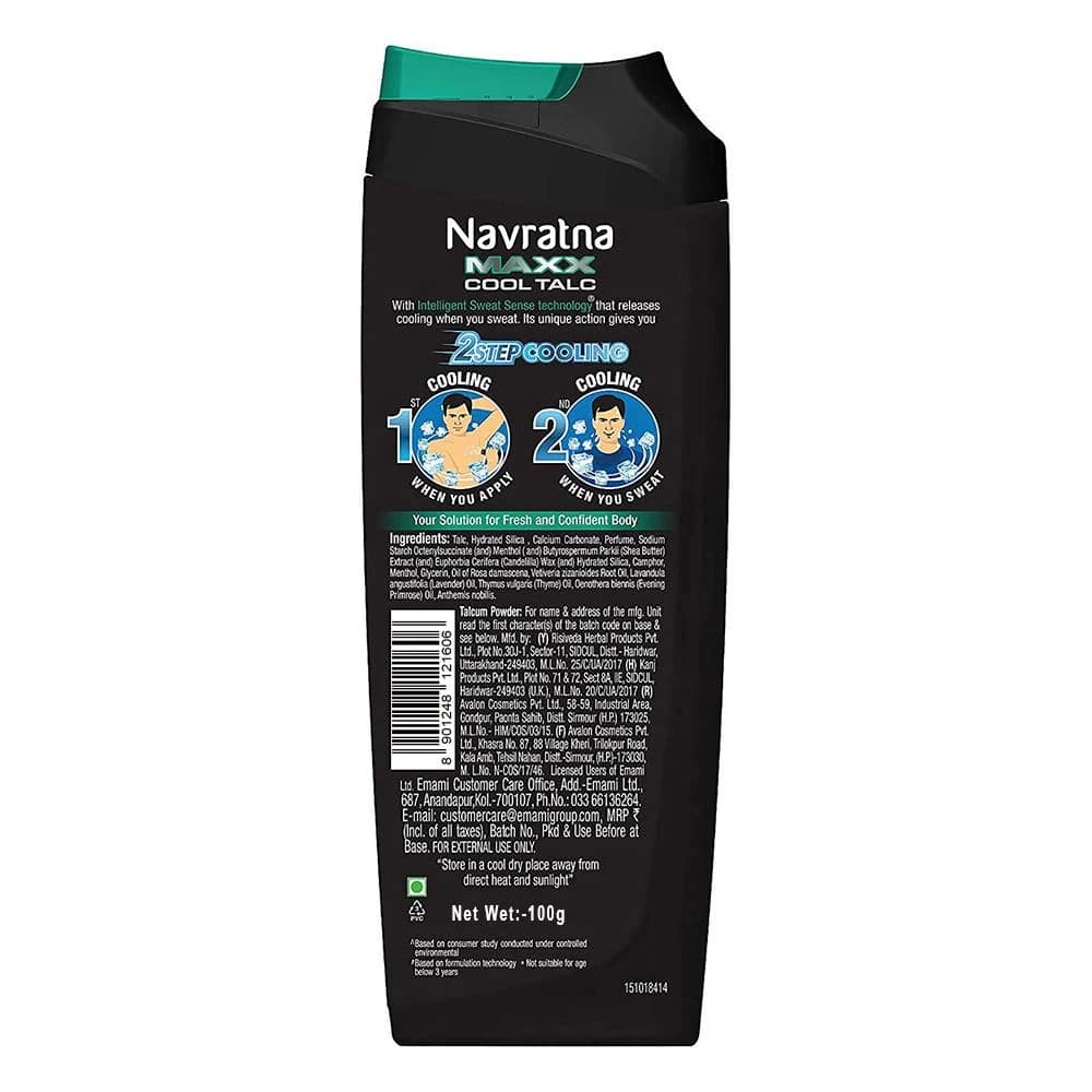Navratna Maxx Cool Talc 100 gm + Navratna Gold Ayurvedic Oil Free 50 ml, Pack of 1 Navratna Maxx Cool Talc 100 gm + Navratna Gold Ayurvedic Oil Free 50 ml, Pack of 1