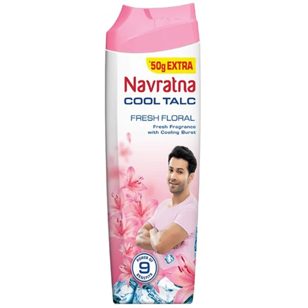 Navratna Fresh Floral Cool Talc, 150 gm+50 gm, Pack of 1