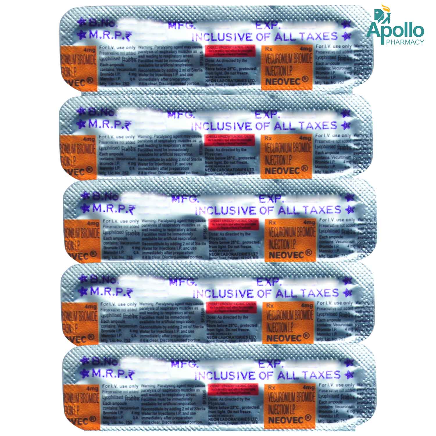 Neovec 4 mg Injection 2 ml, Pack of 1 Injection Neovec 4 mg Injection 2 ml, Pack of 1 Injection