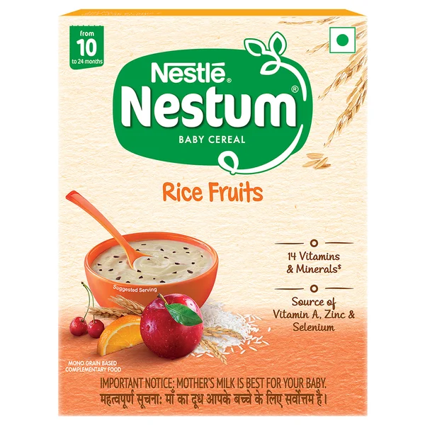 Nestle Nestum Baby Cereal Rice Fruits (From 10 to 24 Months) Powder, 300 gm Refill Pack
