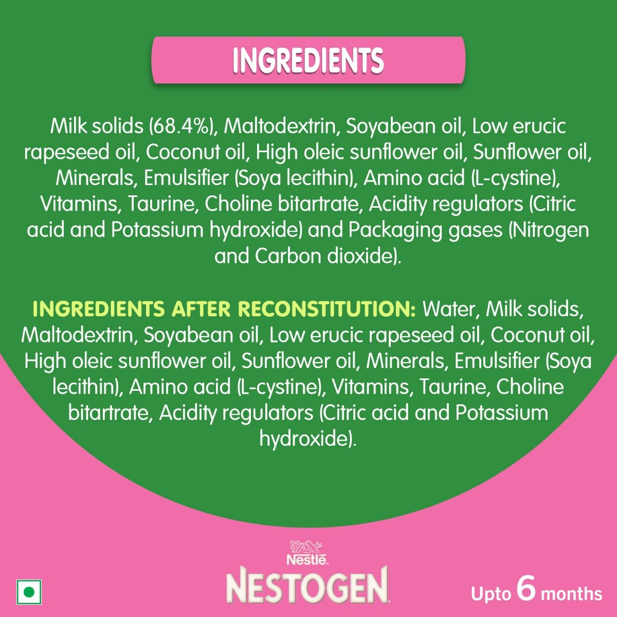 Nestogen 1 Infant Formula Up to 6 Months, Bag-in-Box Pack, 400 gm, Pack of 1 Nestogen 1 Infant Formula Up to 6 Months, Bag-in-Box Pack, 400 gm, Pack of 1