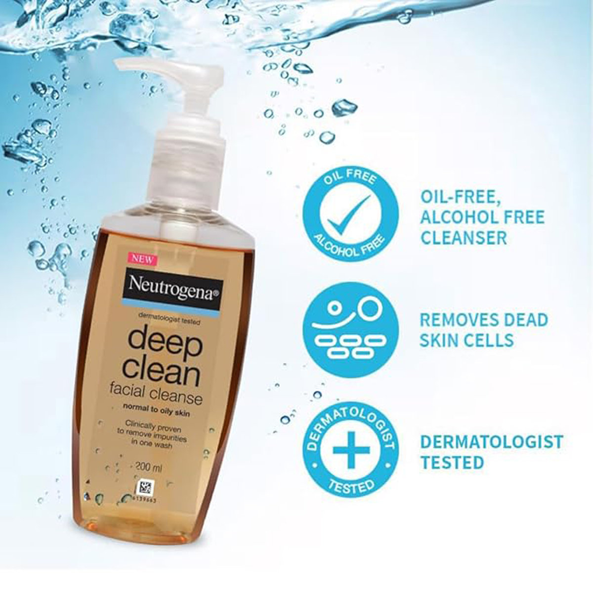 Neutrogena Deep Clean Facial Cleanser 200 ml | Deeply Cleanses | Improves Complexion | For Normal to Oily Skin, Pack of 1 Neutrogena Deep Clean Facial Cleanser 200 ml | Deeply Cleanses | Improves Complexion | For Normal to Oily Skin, Pack of 1