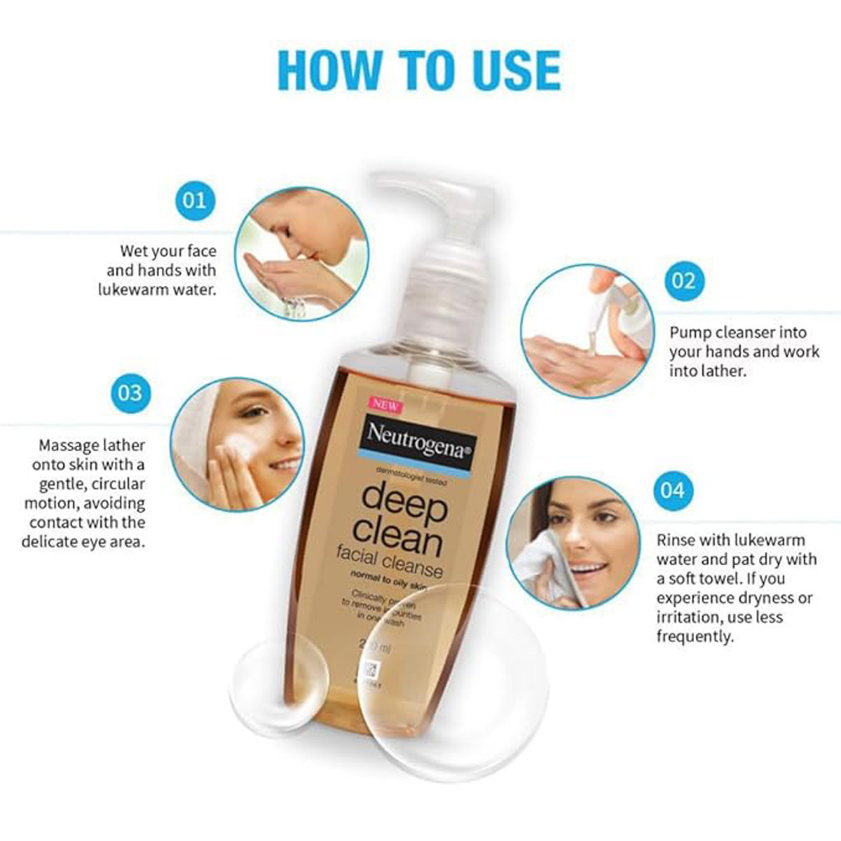 Neutrogena Deep Clean Facial Cleanser 200 ml | Deeply Cleanses | Improves Complexion | For Normal to Oily Skin, Pack of 1 Neutrogena Deep Clean Facial Cleanser 200 ml | Deeply Cleanses | Improves Complexion | For Normal to Oily Skin, Pack of 1