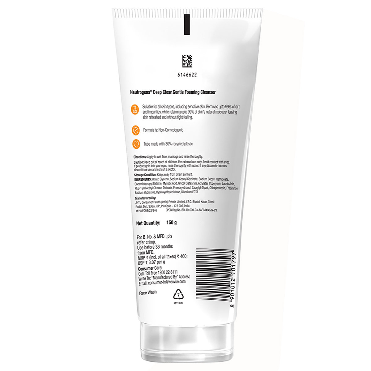 Neutrogena Deep Clean Gentle Foaming Cleanser 150 gm | With 7% Amino Micellar | Removes 99% Dirt | For Normal To Sensitive Skin, Pack of 1 Neutrogena Deep Clean Gentle Foaming Cleanser 150 gm | With 7% Amino Micellar | Removes 99% Dirt | For Normal To Sensitive Skin, Pack of 1