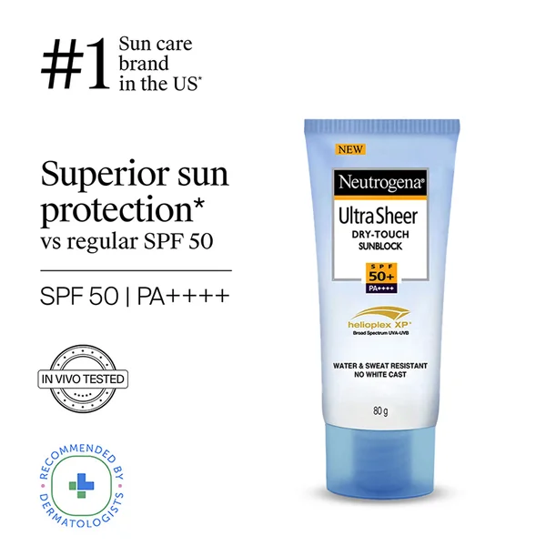 Neutrogena Ultra Sheer Dry-Touch Sunblock SPF 50+, 80 gm, Pack of 1
