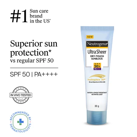 Neutrogena Ultra Sheer Dry-Touch Sunblock SPF 50+ Cream, 30 gm