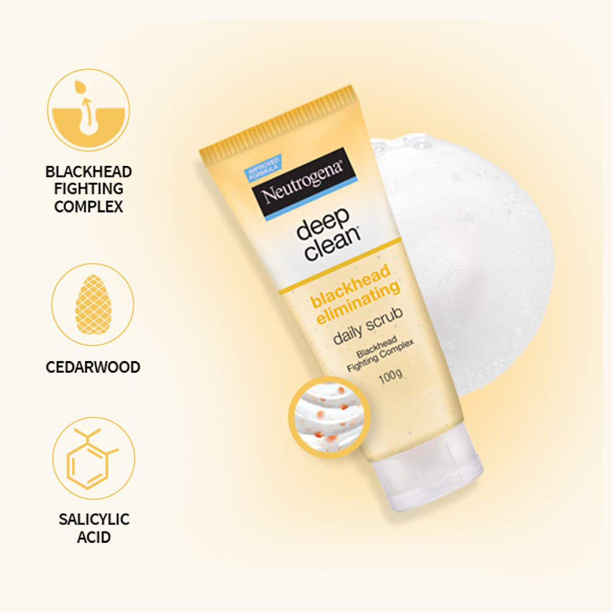 Neutrogena Deep Clean Blackhead Eliminating Daily Scrub 100 gm | Removes Blackheads | For Clear & Healthy Skin, Pack of 1 Neutrogena Deep Clean Blackhead Eliminating Daily Scrub 100 gm | Removes Blackheads | For Clear & Healthy Skin, Pack of 1