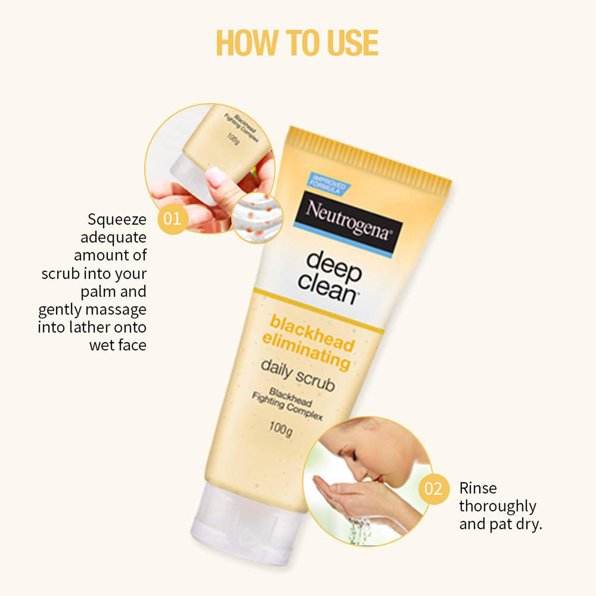 Neutrogena Deep Clean Blackhead Eliminating Daily Scrub 100 gm | Removes Blackheads | For Clear & Healthy Skin, Pack of 1 Neutrogena Deep Clean Blackhead Eliminating Daily Scrub 100 gm | Removes Blackheads | For Clear & Healthy Skin, Pack of 1