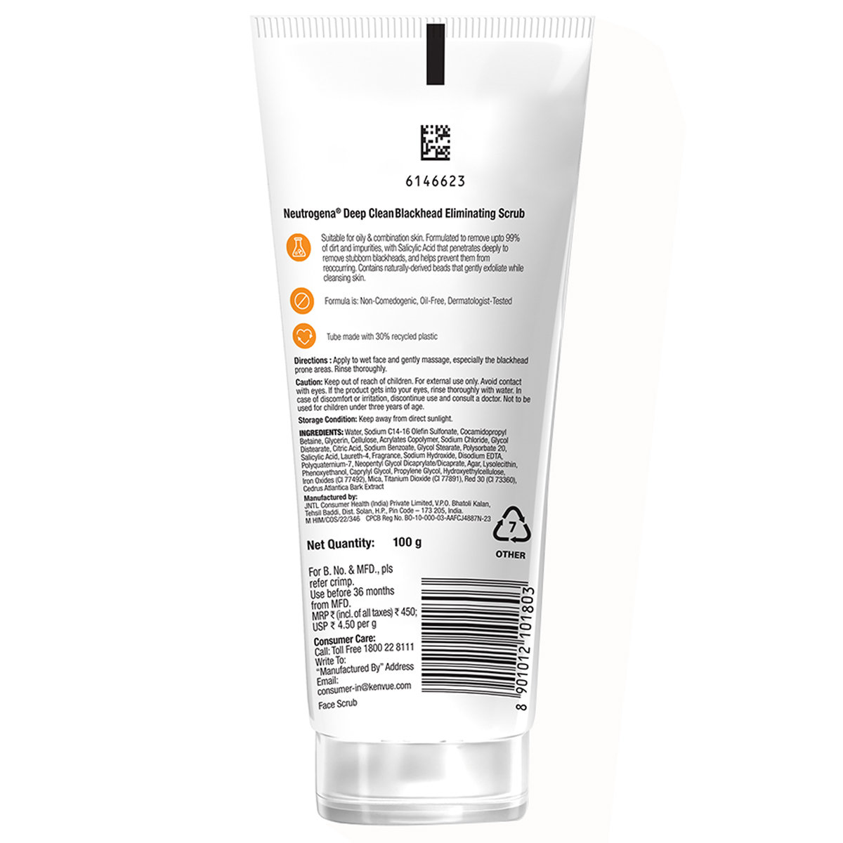 Neutrogena Deep Clean Blackhead Eliminating Daily Scrub 100 gm | Removes Blackheads | For Clear & Healthy Skin, Pack of 1 Neutrogena Deep Clean Blackhead Eliminating Daily Scrub 100 gm | Removes Blackheads | For Clear & Healthy Skin, Pack of 1