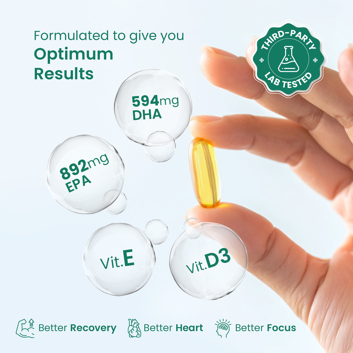 Neuherbs Deep Sea Omega 3 Fish Oil 2500mg (Triple Strength) With Vitamin D3 & E, 60 Softgels | EPA - 892mg, DHA - 594mg, Pack of 1 Neuherbs Deep Sea Omega 3 Fish Oil 2500mg (Triple Strength) With Vitamin D3 & E, 60 Softgels | EPA - 892mg, DHA - 594mg, Pack of 1