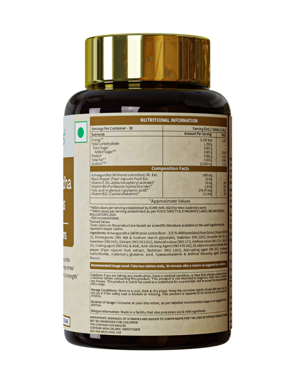 Neuherbs Ashwagandha 1000mg With B Vitamins, 60 Tablets | Boost Energy, Immunity & Strength, Pack of 1 Neuherbs Ashwagandha 1000mg With B Vitamins, 60 Tablets | Boost Energy, Immunity & Strength, Pack of 1