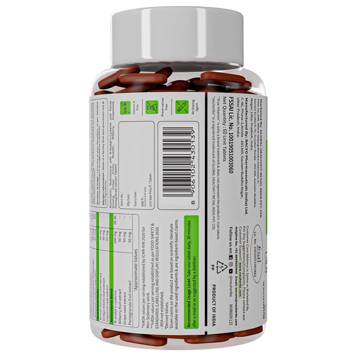 Neuherbs Multivitamin - True Vitamin With 12 Vitamins & 8 Minerals, 60 Tablets | Boost Energy, Stamina & Overall Health, Pack of 1 Neuherbs Multivitamin - True Vitamin With 12 Vitamins & 8 Minerals, 60 Tablets | Boost Energy, Stamina & Overall Health, Pack of 1