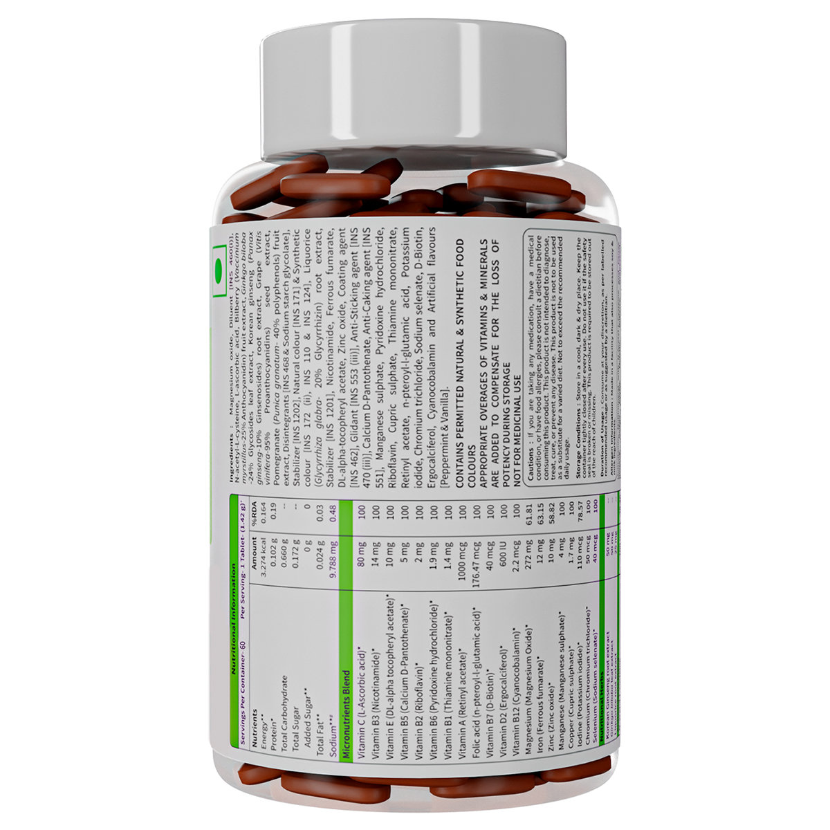 Neuherbs Multivitamin - True Vitamin With 12 Vitamins & 8 Minerals, 60 Tablets | Boost Energy, Stamina & Overall Health, Pack of 1 Neuherbs Multivitamin - True Vitamin With 12 Vitamins & 8 Minerals, 60 Tablets | Boost Energy, Stamina & Overall Health, Pack of 1