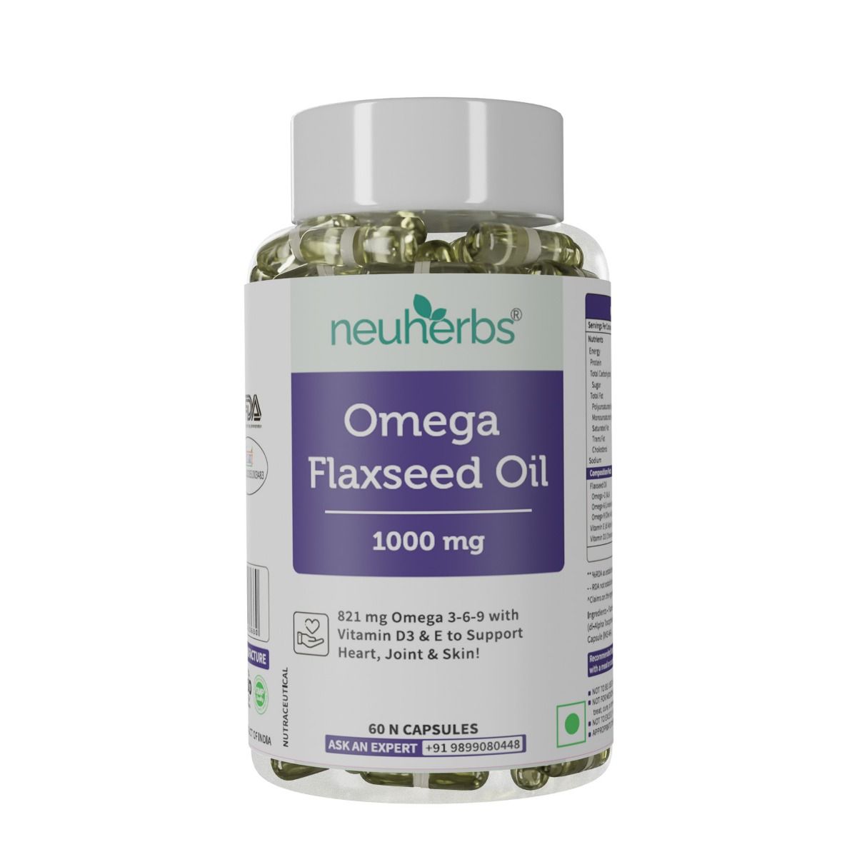 Buy Neuherbs Omega Flaxseed Oil 1000mg, 60 Caspsules Online