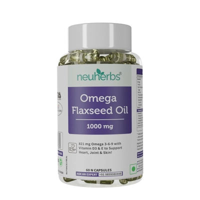 Neuherbs Omega Flaxseed Oil 1000mg, 60 Caspsules, Pack of 1