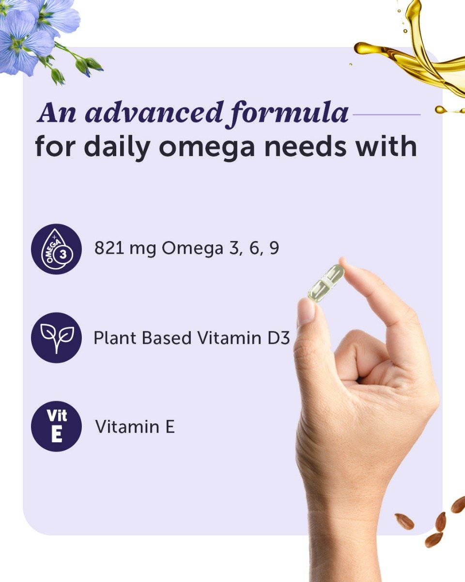 Neuherbs Flaxseed Oil Omega 3-6-9 1000mg With Vitamin D3 & E, 60 Capsules, Pack of 1 Neuherbs Flaxseed Oil Omega 3-6-9 1000mg With Vitamin D3 & E, 60 Capsules, Pack of 1