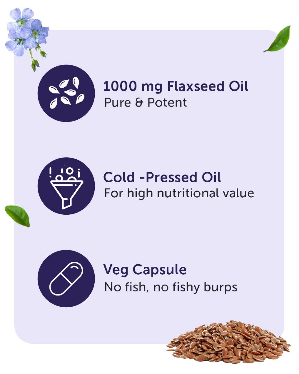 Neuherbs Flaxseed Oil Omega 3-6-9 1000mg With Vitamin D3 & E, 60 Capsules, Pack of 1 Neuherbs Flaxseed Oil Omega 3-6-9 1000mg With Vitamin D3 & E, 60 Capsules, Pack of 1