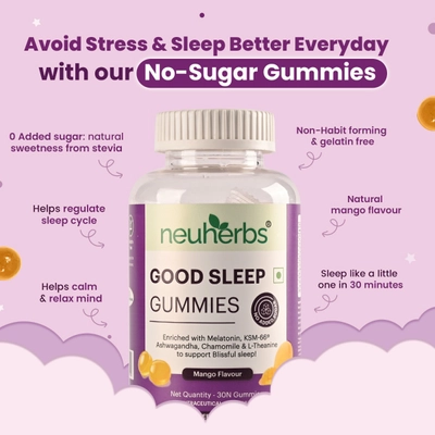 Neuherbs Good Sleep Mango Flavour for Men &amp; Women, 30 Gummies, Pack of 1