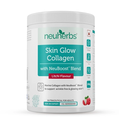 Neuherbs Skin Glow Collagen Litchi Flavour Powder for Women &amp; Men, 200 gm, Pack of 1