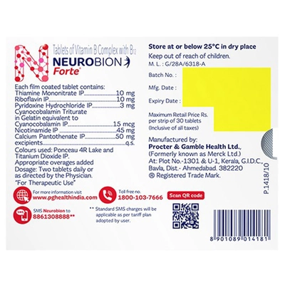 Neurobion Forte Tablet 30's, Pack of 30 TabletS