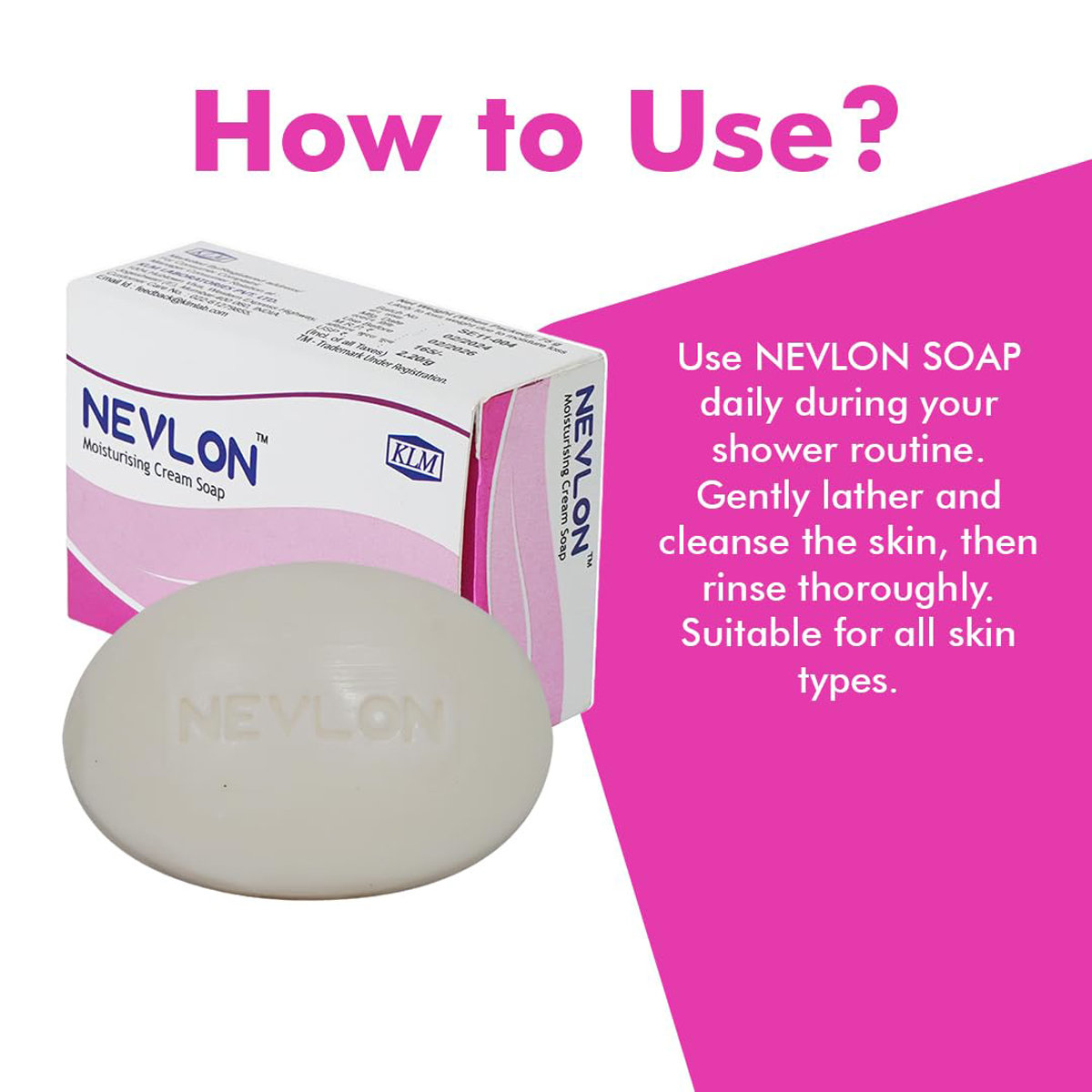 Klm Nevlon Moisturizing Soap 75 gm | Cleanses Skin | Keep Skin Soft & Smooth, Pack of 1 Klm Nevlon Moisturizing Soap 75 gm | Cleanses Skin | Keep Skin Soft & Smooth, Pack of 1