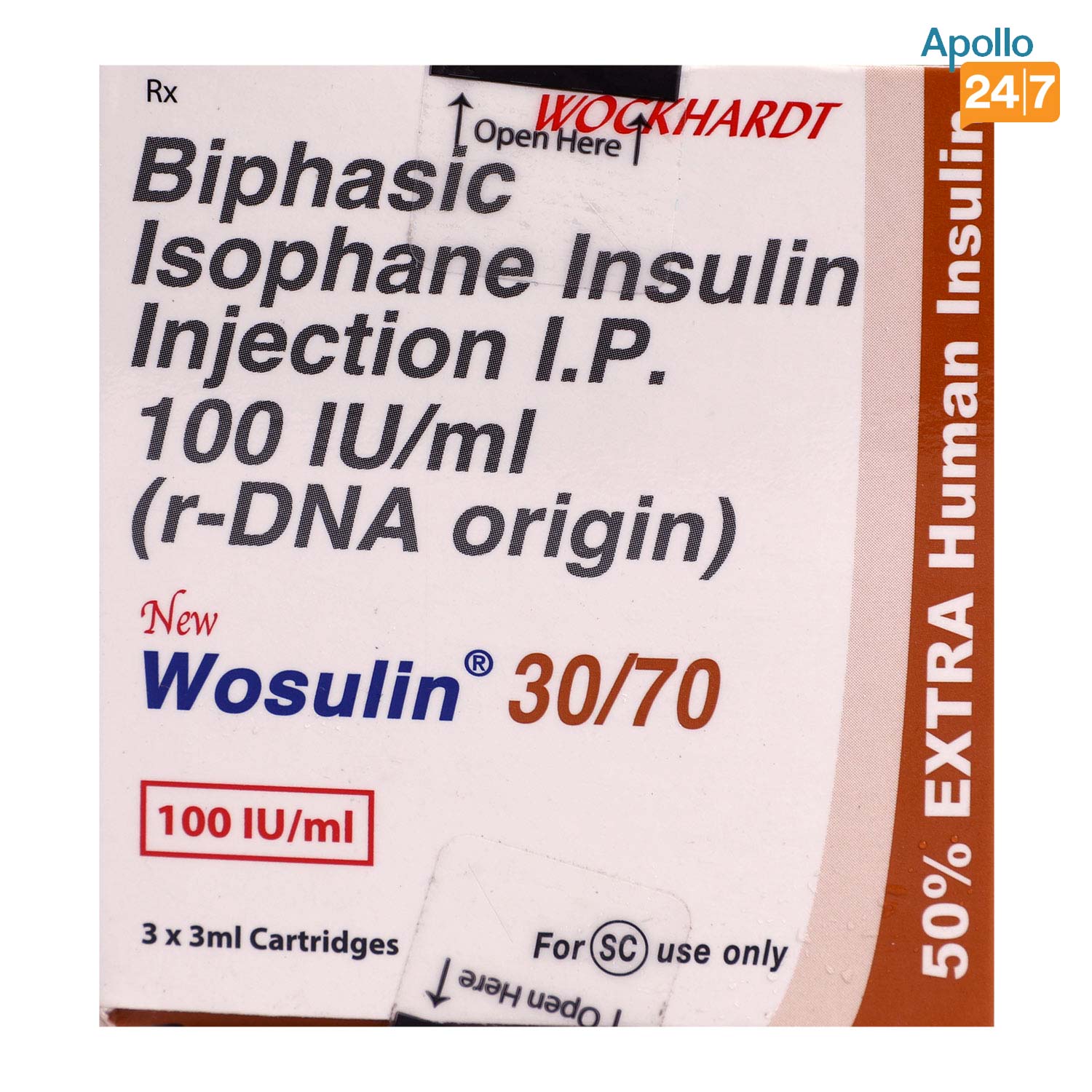 New Wosulin 30/70 100IU/ml Cartridge 3 x 3 ml New Wosulin 30/70 100IU/ml Cartridge 3 x 3 ml