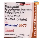 New Wosulin 30/70 100IU/ml Cartridge 3 x 3 ml, Pack of 3 INJECTIONS