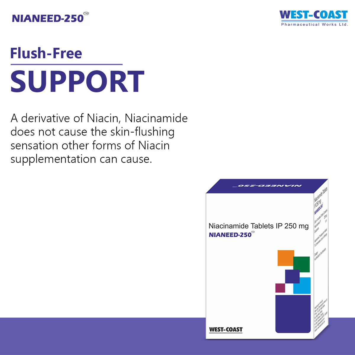 Westcoast Nianeed 250mg Niacinamide, 15 Tablets, Pack of 15 TABLETS Westcoast Nianeed 250mg Niacinamide, 15 Tablets, Pack of 15 TABLETS