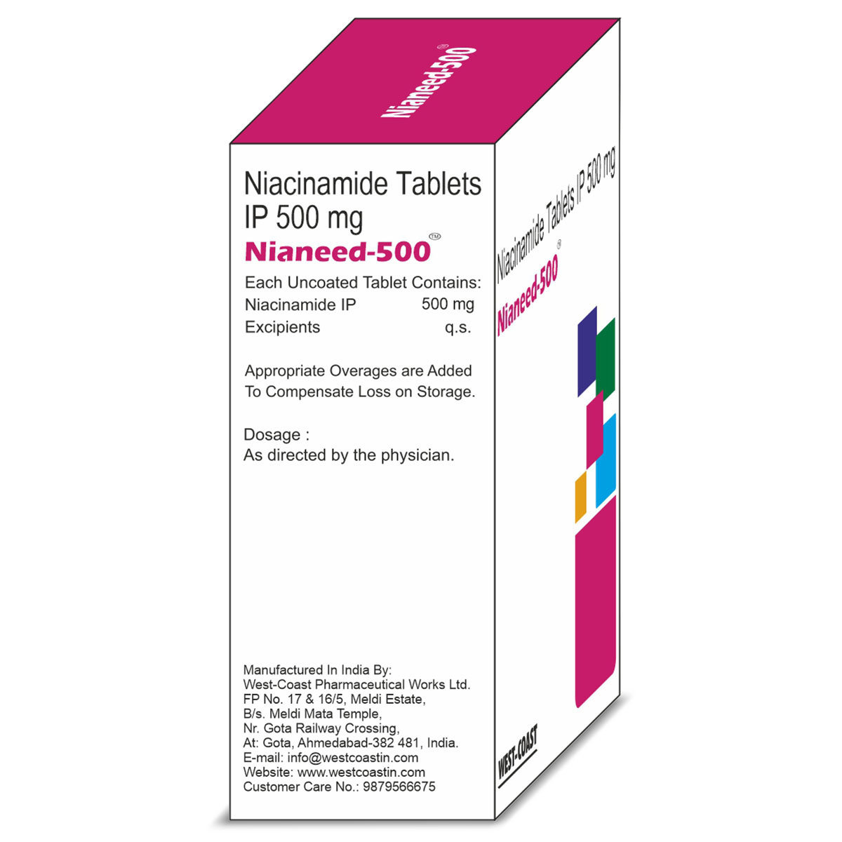 Westcoast Nianeed 500mg Niacinamide, 15 Tablets, Pack of 15 TABLETS Westcoast Nianeed 500mg Niacinamide, 15 Tablets, Pack of 15 TABLETS