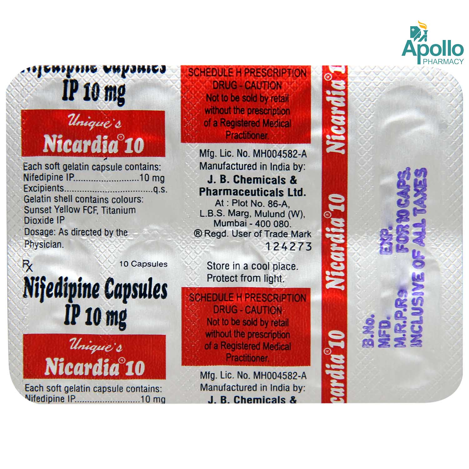 Nicardia 10mg Capsule 10's, Pack of 10 CAPSULES Nicardia 10mg Capsule 10's, Pack of 10 CAPSULES
